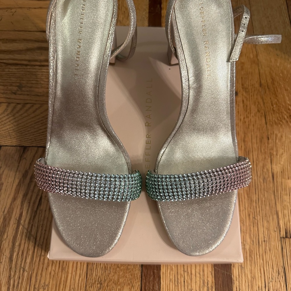 Loeffler Randall Silver Heels with Multicolor Strap